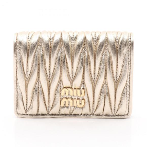 Miu Miu Accessories - MIU MIU Gold Leather Card Holder